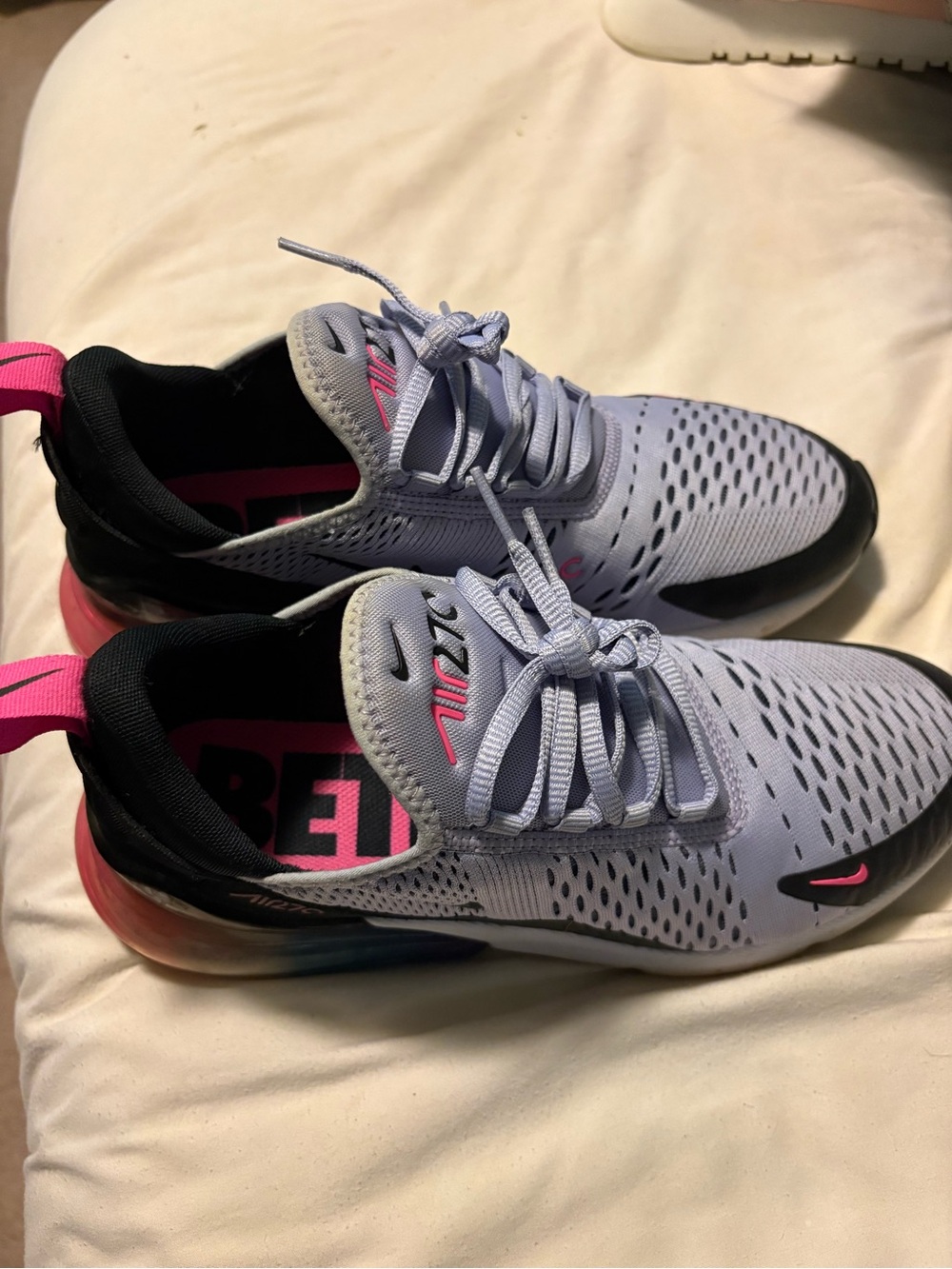 Nike Air Max 270 Womens Lavender Purple and Rainbow Pride Be True Sneakers - Picture 4 of 5